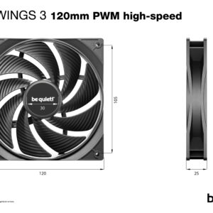 be quiet! Pure Wings 3 120mm PWM high-speed Computer case Fan 12 cm