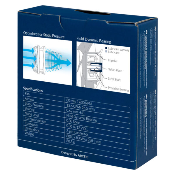 ARCTIC P8 Silent - Pressure-optimised Extra Quiet 80 mm Fan