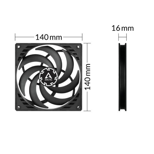 ARCTIC P14 Slim PWM PST Pressure-optimised 140 mm PWM Fan with ARCTIC P14 Slim PWM PST Pressure-optimised 140 mm PWM Fan with