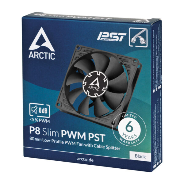 ARCTIC P8 Slim PWM PST - 80 mm Low-Profile PWM Fan with Cable Splitter ARCTIC P8 Slim PWM PST - 80 mm Low-Profile PWM Fan with Cable Splitter