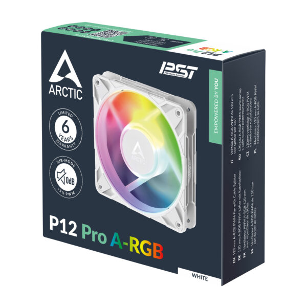 ARCTIC Freezer P12 Pro A-RGB (White) - 120 mm A-RGB PWM Fan with ARCTIC Freezer P12 Pro A-RGB (White) - 120 mm A-RGB PWM Fan with