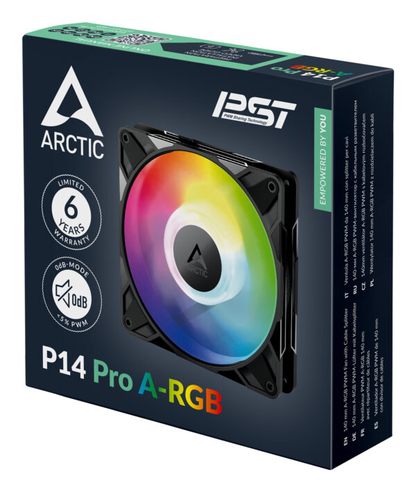 ARCTIC P14 Pro A-RGB 140 mm A-RGB PWM Fan with Cable Splitter ARCTIC P14 Pro A-RGB 140 mm A-RGB PWM Fan with Cable Splitter
