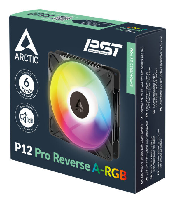 ARCTIC Freezer P12 Pro Reverse A-RGB 120 mm A-RGB - PWM Fan with ARCTIC Freezer P12 Pro Reverse A-RGB 120 mm A-RGB - PWM Fan with