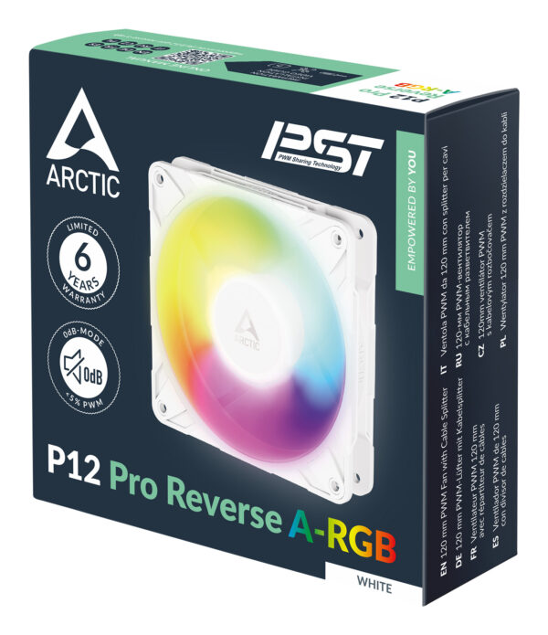ARCTIC Freezer P12 Pro Reverse A-RGB (White) - 120 mm A-RGB PWM Fan ARCTIC Freezer P12 Pro Reverse A-RGB (White) - 120 mm A-RGB PWM Fan