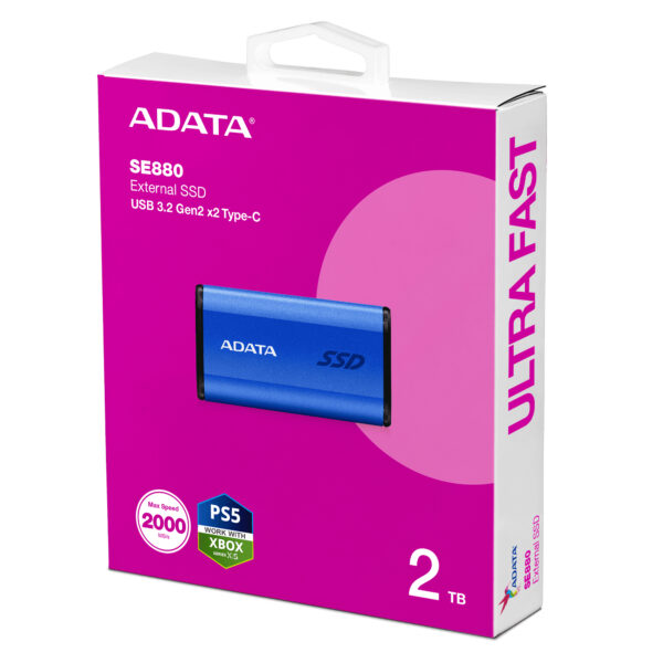ADATA SE880 2 TB USB Type-C 3.2 Gen 2 (3.1 Gen 2) Blue ADATA SE880 2 TB USB Type-C 3.2 Gen 2 (3.1 Gen 2) Blue