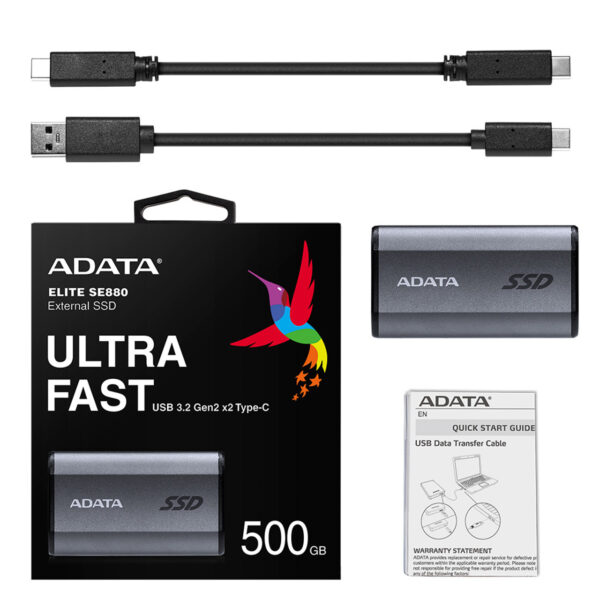 ADATA SE880 500 GB USB Type-C 3.2 Gen 2 (3.1 Gen 2) Wi-Fi Grey ADATA SE880 500 GB USB Type-C 3.2 Gen 2 (3.1 Gen 2) Wi-Fi Grey