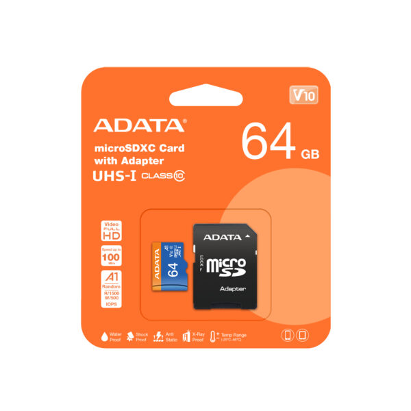 ADATA 64GB, microSDHC, Class 10 UHS-I ADATA 64GB, microSDHC, Class 10 UHS-I