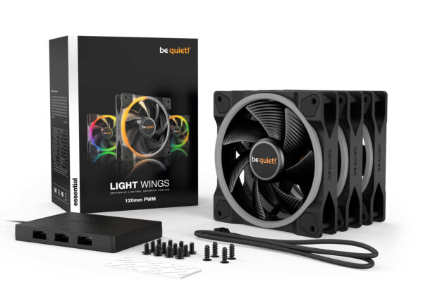be quiet! Light Wings 120mm ARGB PWM Fan Black 3 Pack be quiet! Light Wings 120mm ARGB PWM Fan Black 3 Pack