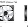 be quiet! LIGHT WINGS LX 140mm PWM 3-Pack Black Computer case Fan 14 be quiet! LIGHT WINGS LX 140mm PWM Computer case Fan 14 cm Black 1