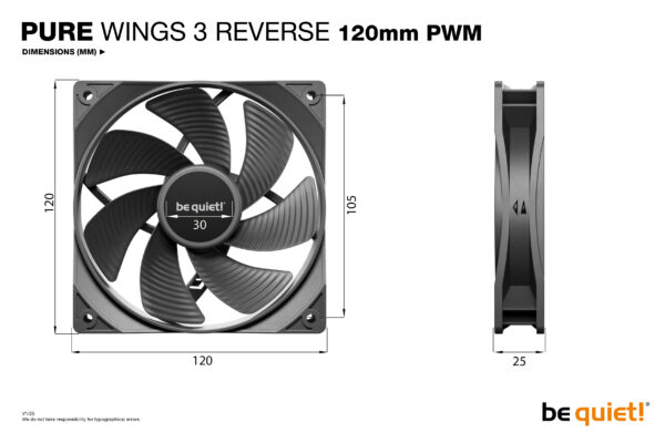 be quiet! Pure Wings 3 120mm | PWM Reverse Triple-Pack Computer case be quiet! Pure Wings 3 120mm | PWM Reverse Triple-Pack Computer case
