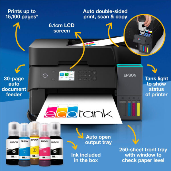 Epson EcoTank ET-3950 Inkjet A4 4800 x 1200 DPI 35 ppm Wi-Fi Epson EcoTank ET-3950 Inkjet A4 4800 x 1200 DPI 35 ppm Wi-Fi