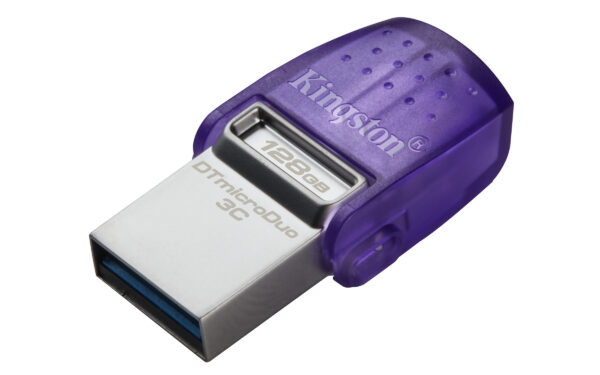 Kingston 128GB DataTraveler microDuo 3C USB-A & USB-C 3.2 Gen1 Memory Pen, Rotating Cap, 200MB/s