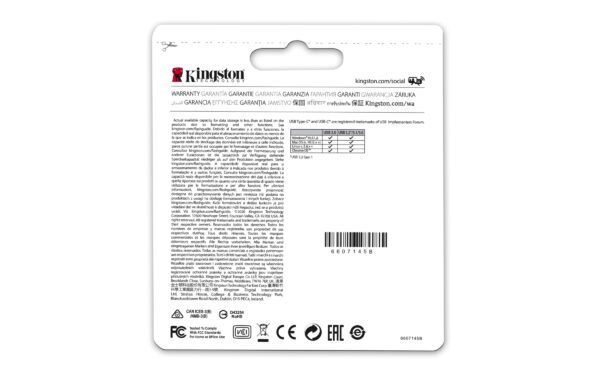 Kingston 64GB DataTraveler microDuo 3C USB-A & USB-C 3.2 Gen1 Memory Pen, Rotating Cap, 200MB/s