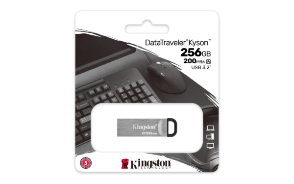 Kingston 256GB DataTraveler Kyson USB 3.2 Gen1 Memory Pen, Metal Capless Design, R/W 200/60 MB/s