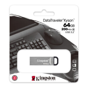 Kingston 64GB DataTraveler Kyson USB 3.2 Gen1 Memory Pen, Metal Capless Design, R/W 200/60 MB/s
