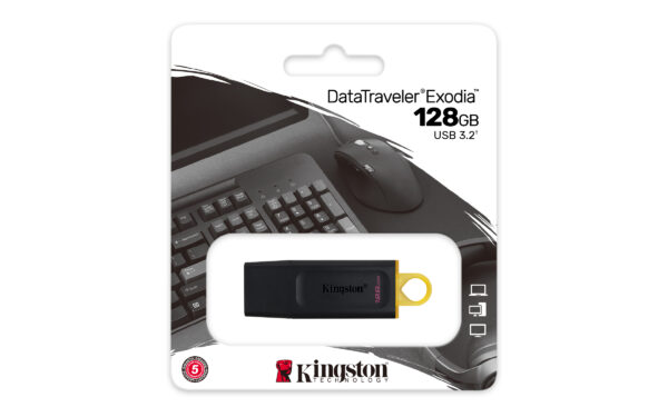 Kingston 128GB DataTraveler Exodia USB 3.2 Gen1 Memory Pen, Cap, Key Ring