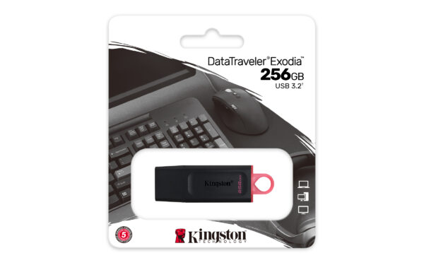 Kingston 256GB DataTraveler Exodia USB 3.2 Gen1 Memory Pen, Cap, Key Ring