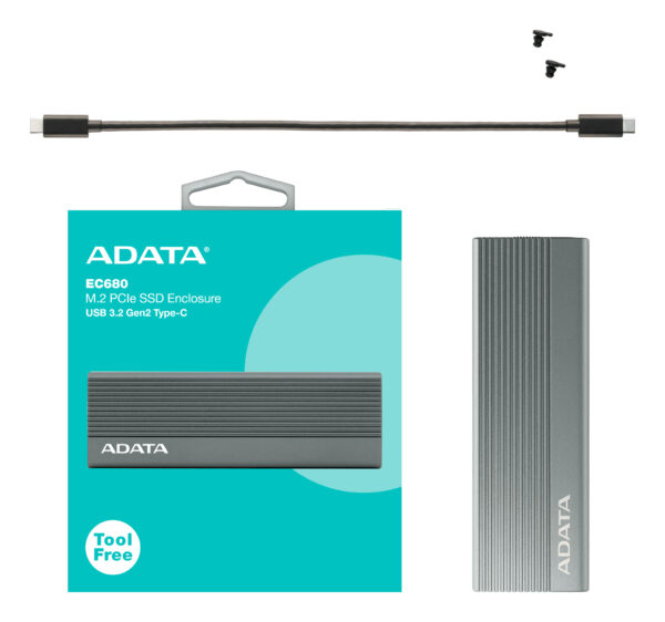 ADATA EC680 SSD enclosure Grey M.2 ADATA EC680 SSD enclosure Grey M.2