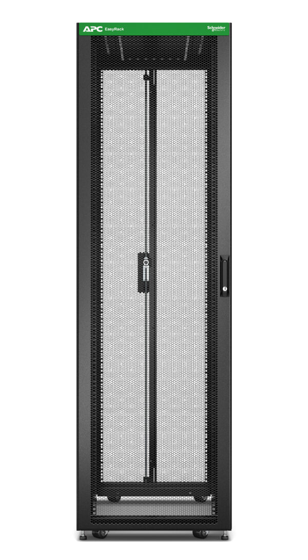 APC Easy Rack, 42U, Black, With Roof, Castors, Feet, 4 Brackets, and Bottom, No Side Panels, 1991H x 600W x 1000D mm