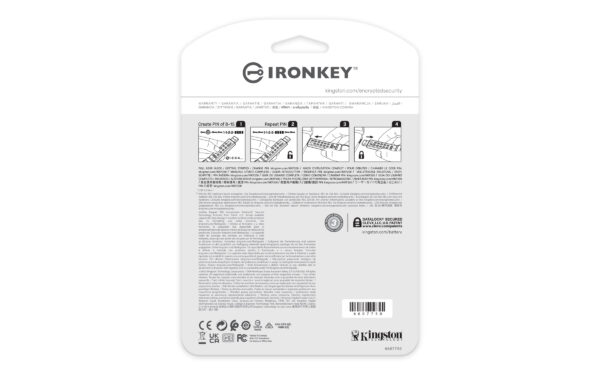Kingston 32GB IronKey Keypad 200 Memory Pen, USB-A 3.2 Gen1, FIPS 140-3 w/ XTS-AES 256-bit Hardware Encryption, Alphanumeric PIN, R/W 145/115 MB/s