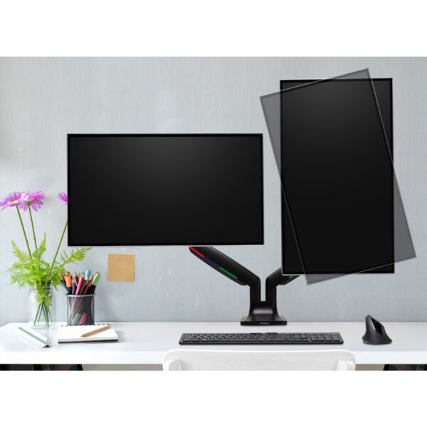 ONETOUCH HEIGHTADJUST DUAL ARM BLK