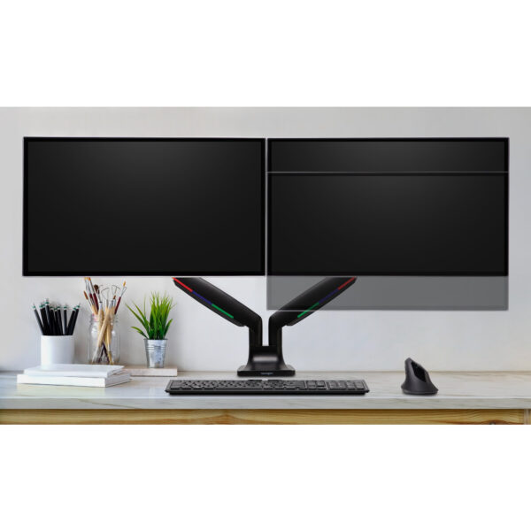 ONETOUCH HEIGHTADJUST DUAL ARM BLK