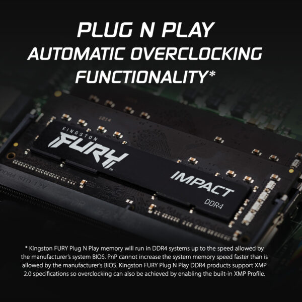 Kingston Fury Impact 8GB, DDR4, 3200MHz (PC4-25600), CL20, XMP, SODIMM Memory
