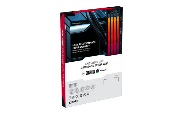Kingston Fury Renegade RGB 16GB, DDR5, 7200MHz, CL38, 1.45V, ECC, XMP 3.0, PMIC, DIMM Memory, Black/Silver