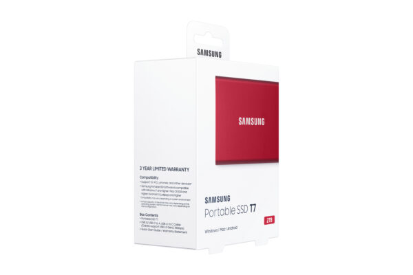 Samsung Portable SSD T7 2 TB USB Type-C 3.2 Gen 2 (3.1 Gen 2) Red Samsung Portable SSD T7 2 TB USB Type-C 3.2 Gen 2 (3.1 Gen 2) Red
