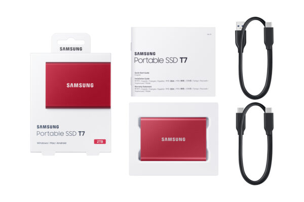 Samsung Portable SSD T7 2 TB USB Type-C 3.2 Gen 2 (3.1 Gen 2) Red Samsung Portable SSD T7 2 TB USB Type-C 3.2 Gen 2 (3.1 Gen 2) Red