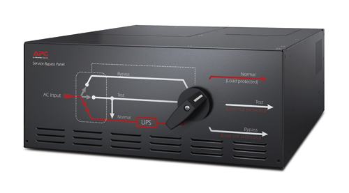 APC Service Bypass Panel, 230V, 125A, 2x hardwire input connectors, 8x IEC 60320 C19 outlets