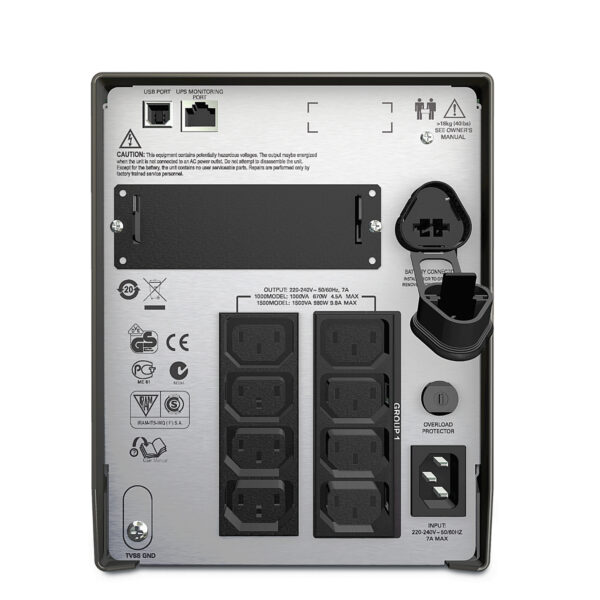 APC Smart-UPS, Line Interactive, 1500VA, Tower, 230V, 8x IEC C13 APC Smart-UPS, Line Interactive, 1500VA, Tower, 230V, 8x IEC C13 outlets, SmartSlot, AVR, LCD
