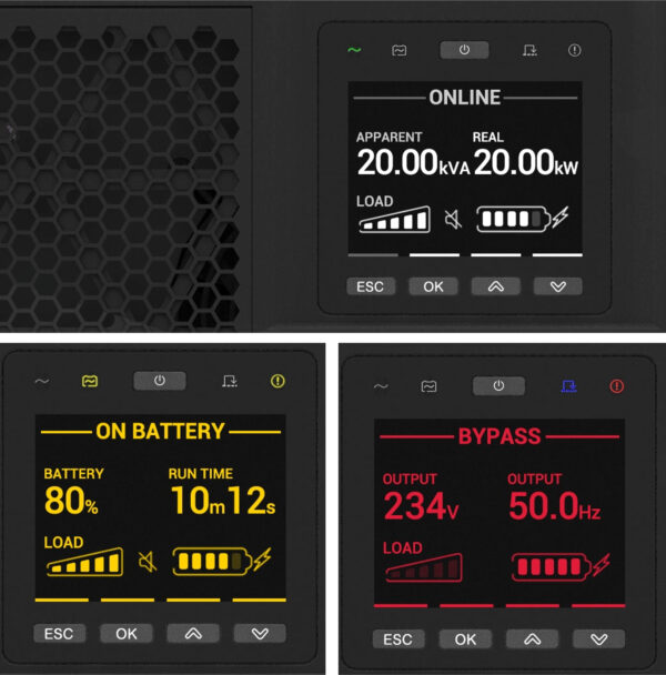 APC Smart-UPS On-Line, 15kVA/15kW, Rack/Tower, 230V/380V...415V, Hard wire 5-wire(3P+N+E)+3-wire(1P+N+E), Network Card, W/O rail kit