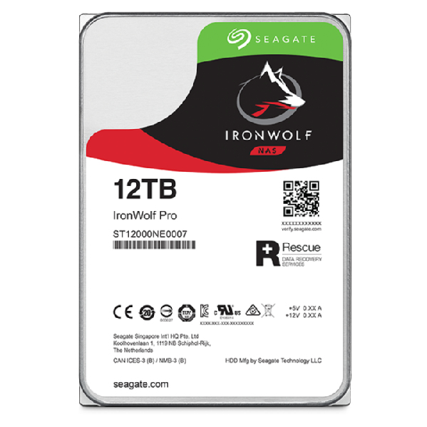 Seagate 3.5", 12TB, SATA3, IronWolf Pro NAS Hard Drive, 7200RPM, 256MB Cache, CMR, OEM