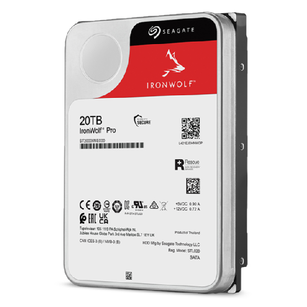 Seagate 3.5", 20TB, SATA3, IronWolf Pro NAS Hard Drive, 7200RPM, 256MB Cache, CMR, OEM