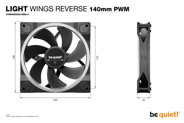 be quiet! Light Wings 140 mm PWM Reverse Black Computer case Fan 14
