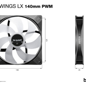 be quiet! LIGHT WINGS LX 140mm PWM Computer case Fan 14 cm Black 1