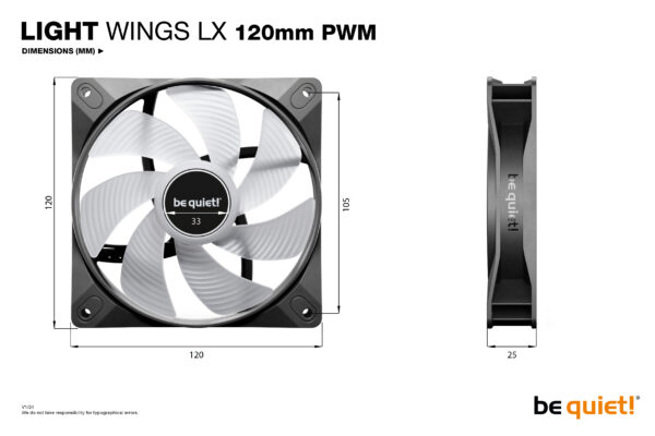 be quiet! LIGHT WINGS LX 120mm PWM Computer case Fan 12 cm Black 1