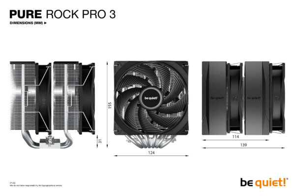 be quiet! Pure Rock Pro 3 Processor Air cooler 12 cm Silver 1 pc(s)