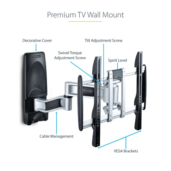 StarTech.com Articulating TV Wall Mount, VESA Wall Mount, Supports 26