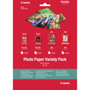 Canon VP-101 Photo Paper Variety Pack 4x6” and A4 - 20 Sheets Canon VP-101 Photo Paper Variety Pack 4x6” and A4 - 20 Sheets