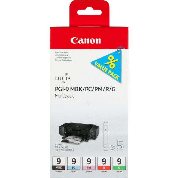 Canon PGI-9 MBK/PC/PM/R/G 5 Ink Cartridge Multipack Canon PGI-9 MBK/PC/PM/R/G 5 Ink Cartridge Multipack