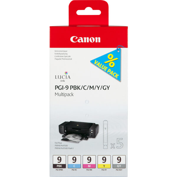 Canon PGI-9 PBK/C/M/Y/GY 5 Ink Cartridge Multipack Canon PGI-9 PBK/C/M/Y/GY 5 Ink Cartridge Multipack