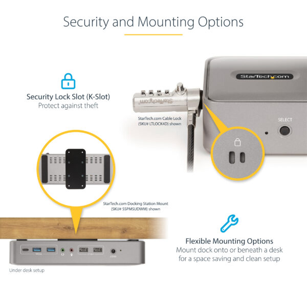 StarTech.com Dual-Laptop USB-C KVM Docking Station, Dual Monitor 4K