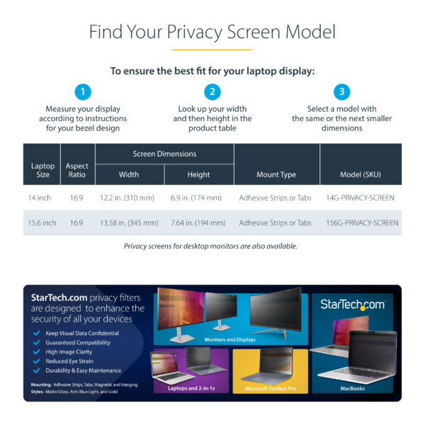 StarTech.com 14-inch 16:9 Laptop Privacy Screen, Reversible Gold StarTech.com 14-inch 16:9 Laptop Privacy Screen, Reversible Gold