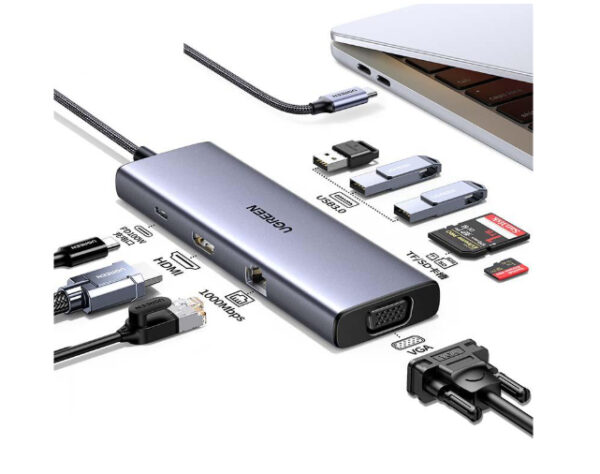 Ugreen Revodok USB-C 6-IN-1 Hub met 4K HDMI USB Type-C 10000 Mbit/s Ugreen Revodok USB-C 6-IN-1 Hub met 4K HDMI USB Type-C 10000 Mbit/s