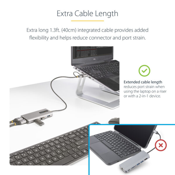 StarTech.com USB-C Multiport Adapter w/Attached USB-C to USB-A