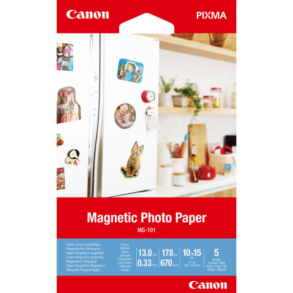 Canon MG-101 Magnetic Photo Paper, 4x6", 5 sheets Canon MG-101 Magnetic Photo Paper, 4x6", 5 sheets