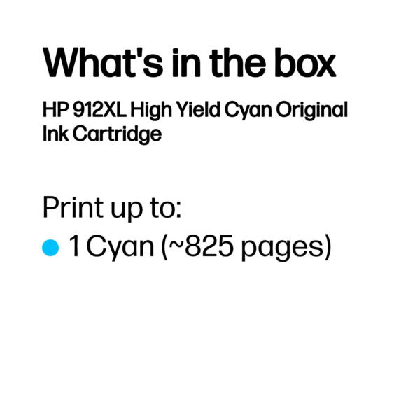 HP 912XL High Yield Cyan Original Ink Cartridge HP 912XL High Yield Cyan Original Ink Cartridge