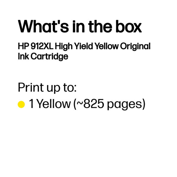 HP 912XL High Yield Yellow Original Ink Cartridge HP 912XL High Yield Yellow Original Ink Cartridge